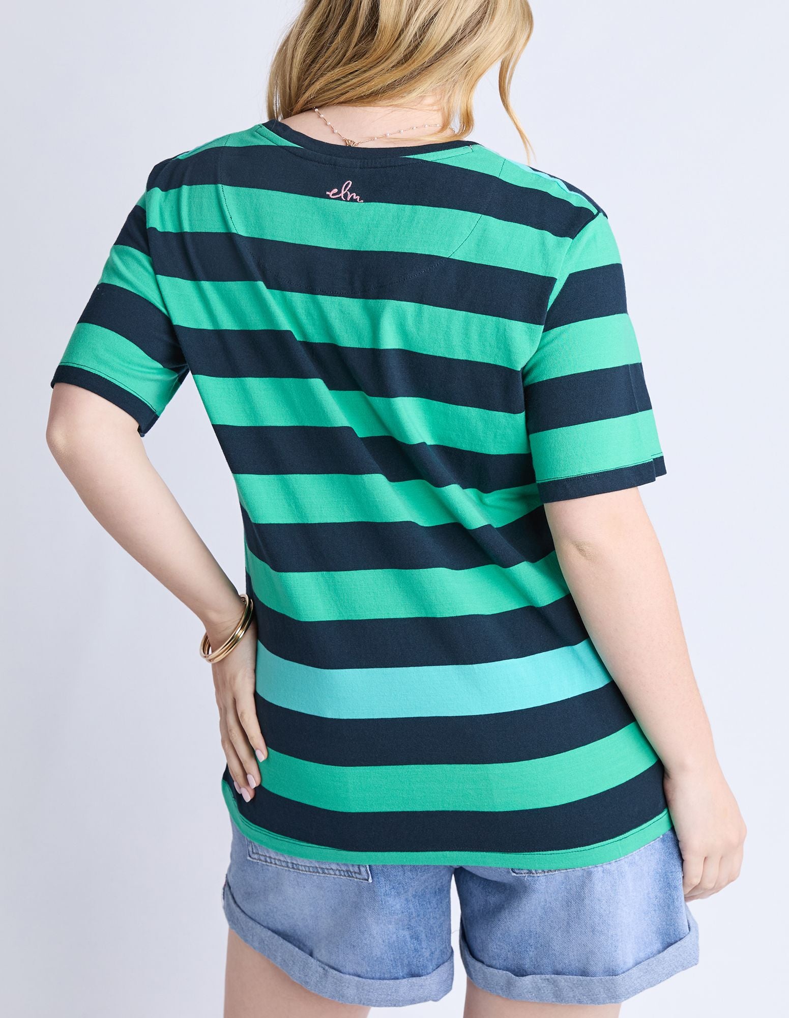 Eden Stripe Short Sleeve Tee - Blue / Green Stripe