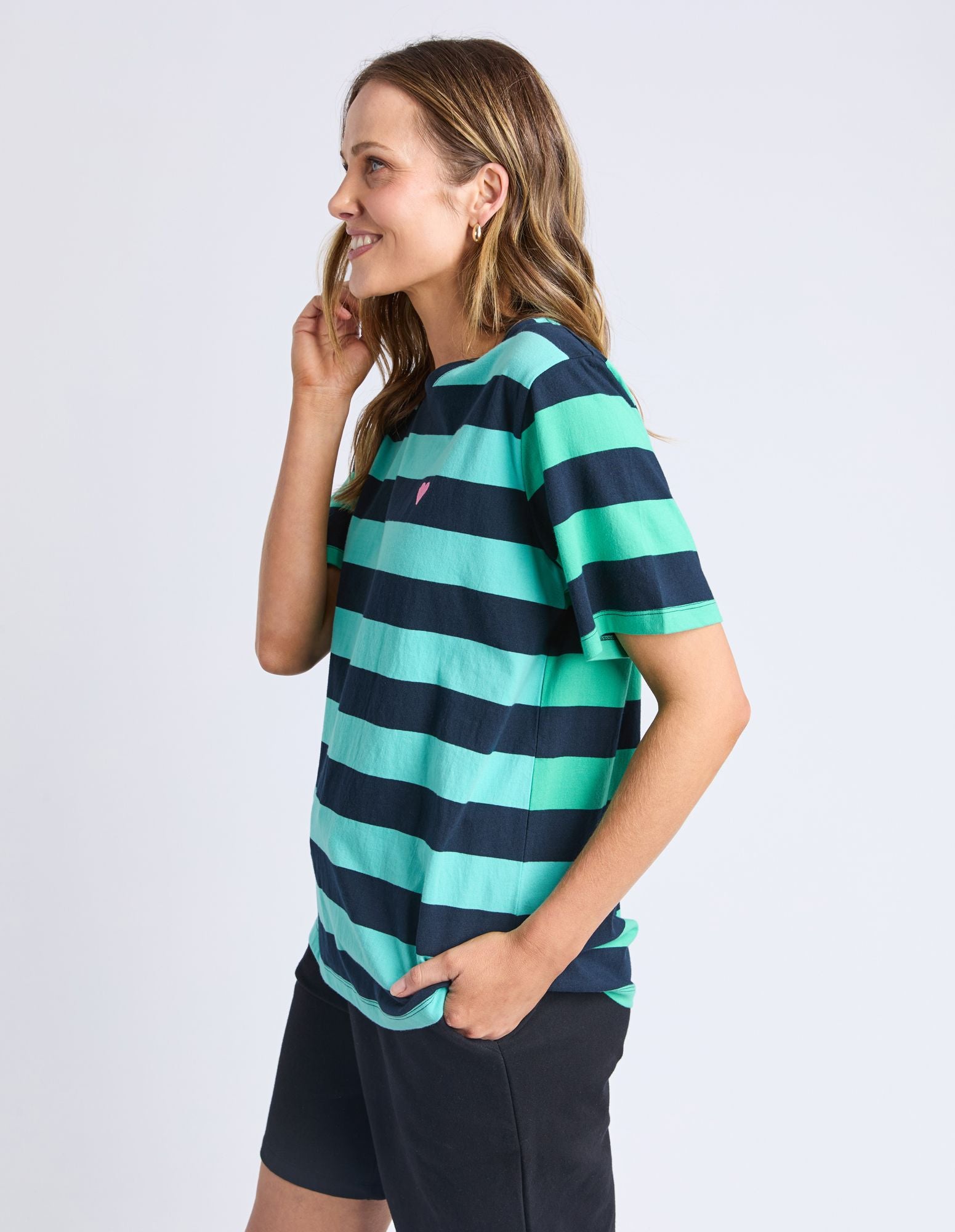 Eden Stripe Short Sleeve Tee - Blue / Green Stripe