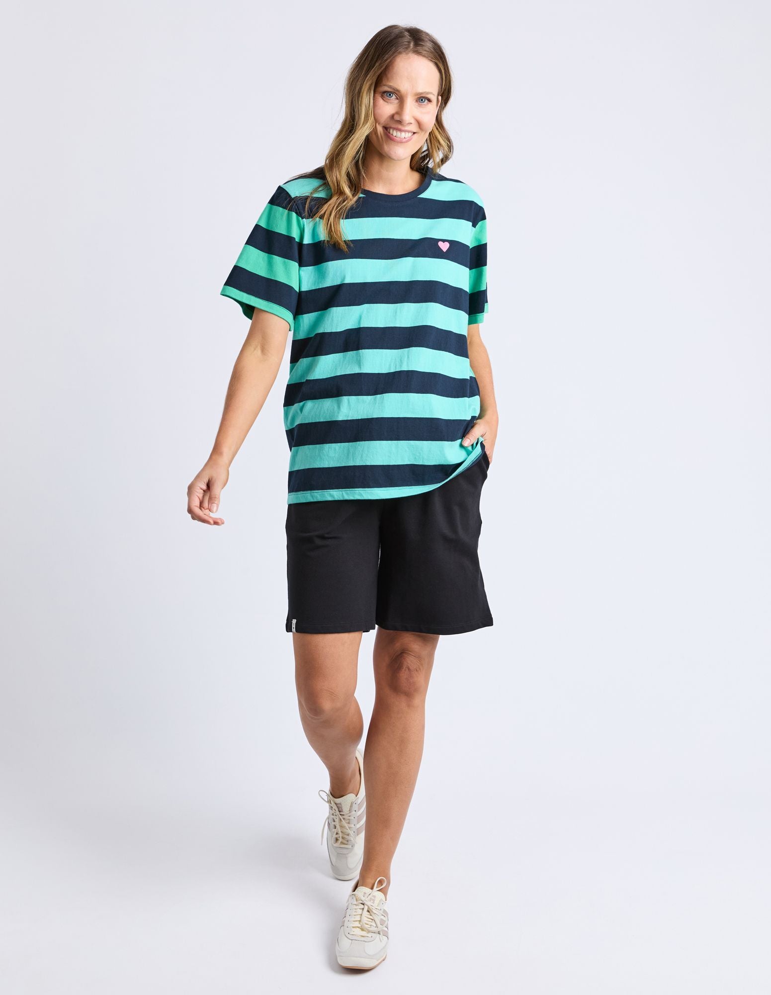 Eden Stripe Short Sleeve Tee - Blue / Green Stripe