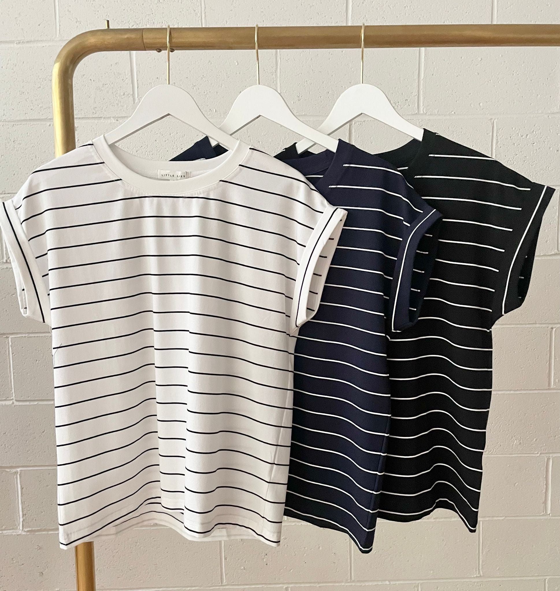 Rhodes Tee - Navy / White Stripe