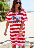 Beach Sweat Dress - Red/White