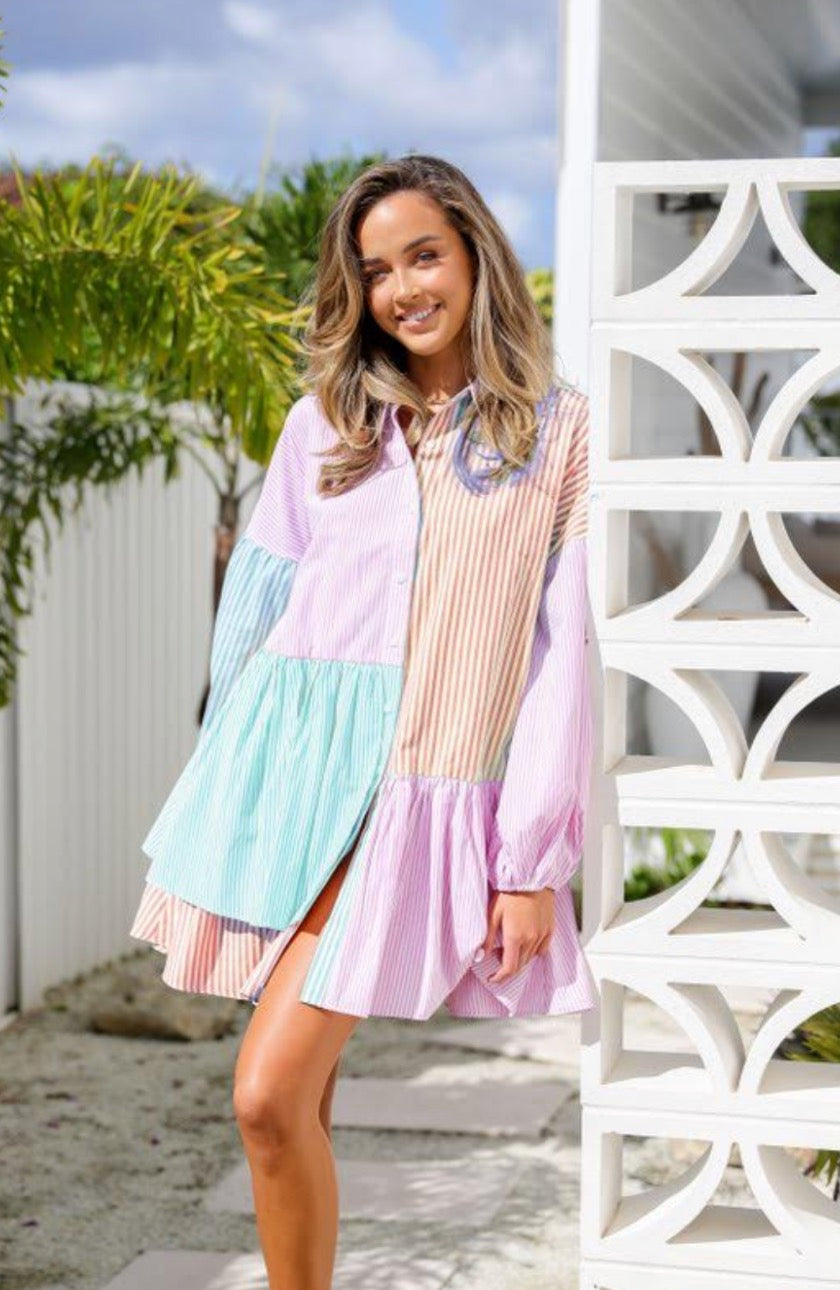 Multi Stripe Shirt Dress