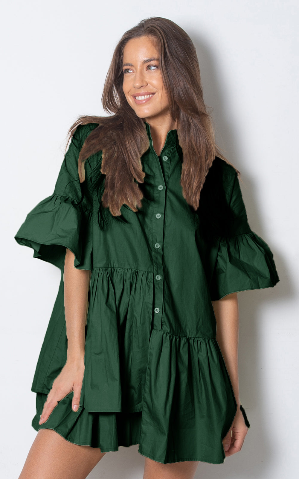 Shirt Dress - Emerald
