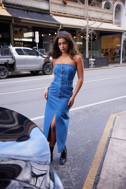 Cora Dress - Mid Denim  Lewis & Philp