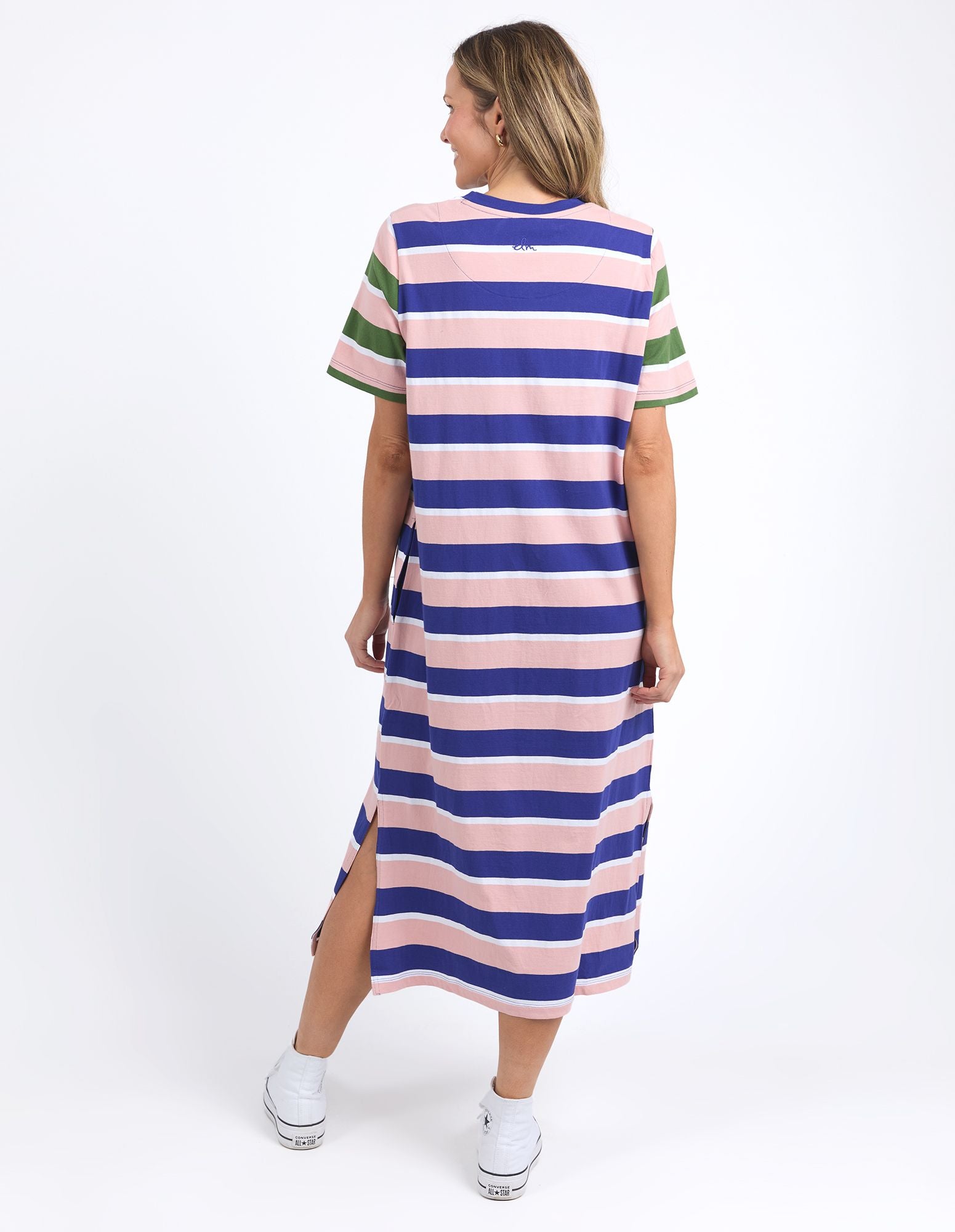 Elm Lifestyle Ribbon Tee Dress - Pink / Blue Stripe Lewis & Philp Elm Lifestyle Ribbon Tee Dress - Pink / Blue Stripe Lewis & Philp